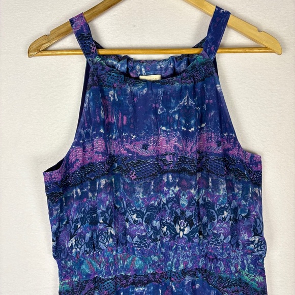 Chico's Blue Purple Watercolor High Low Halter Maxi Dress - Picture 5 of 10